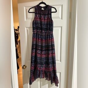 Kensie mock neck patterned asymmetric length dress